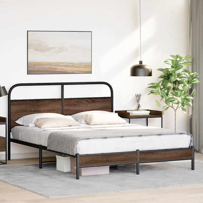 Brown Oak Engineered Wood Bed Frame 160x200 cm - No Mattress Included