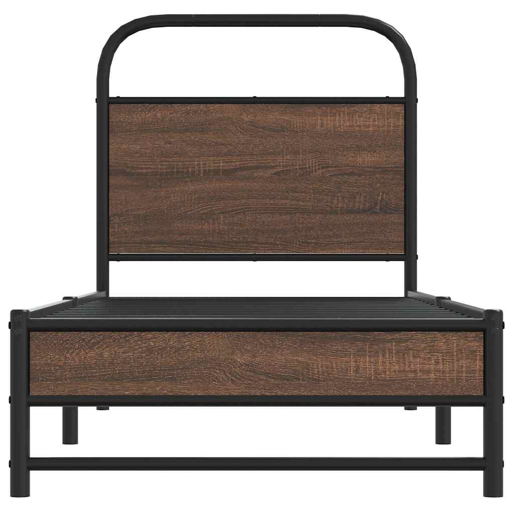 Brown Oak Engineered Wood Bed Frame 80x200 cm - No Mattress Included