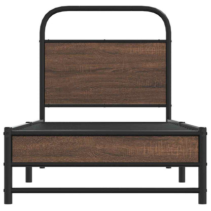 Brown Oak Engineered Wood Bed Frame 80x200 cm - No Mattress Included