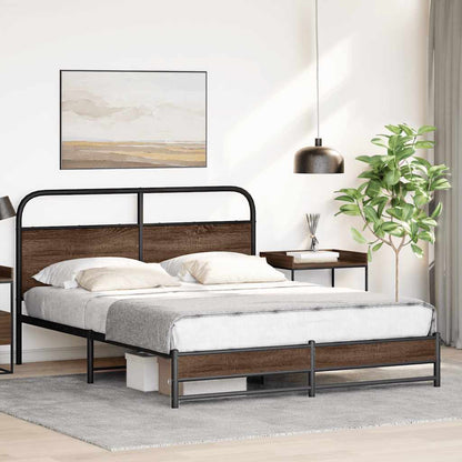 Brown Oak Engineered Wood Bed Frame 150x200 cm - No Mattress