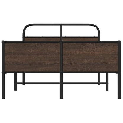 Brown Oak 120x190 cm Bed Frame | Engineered Wood, No Mattress