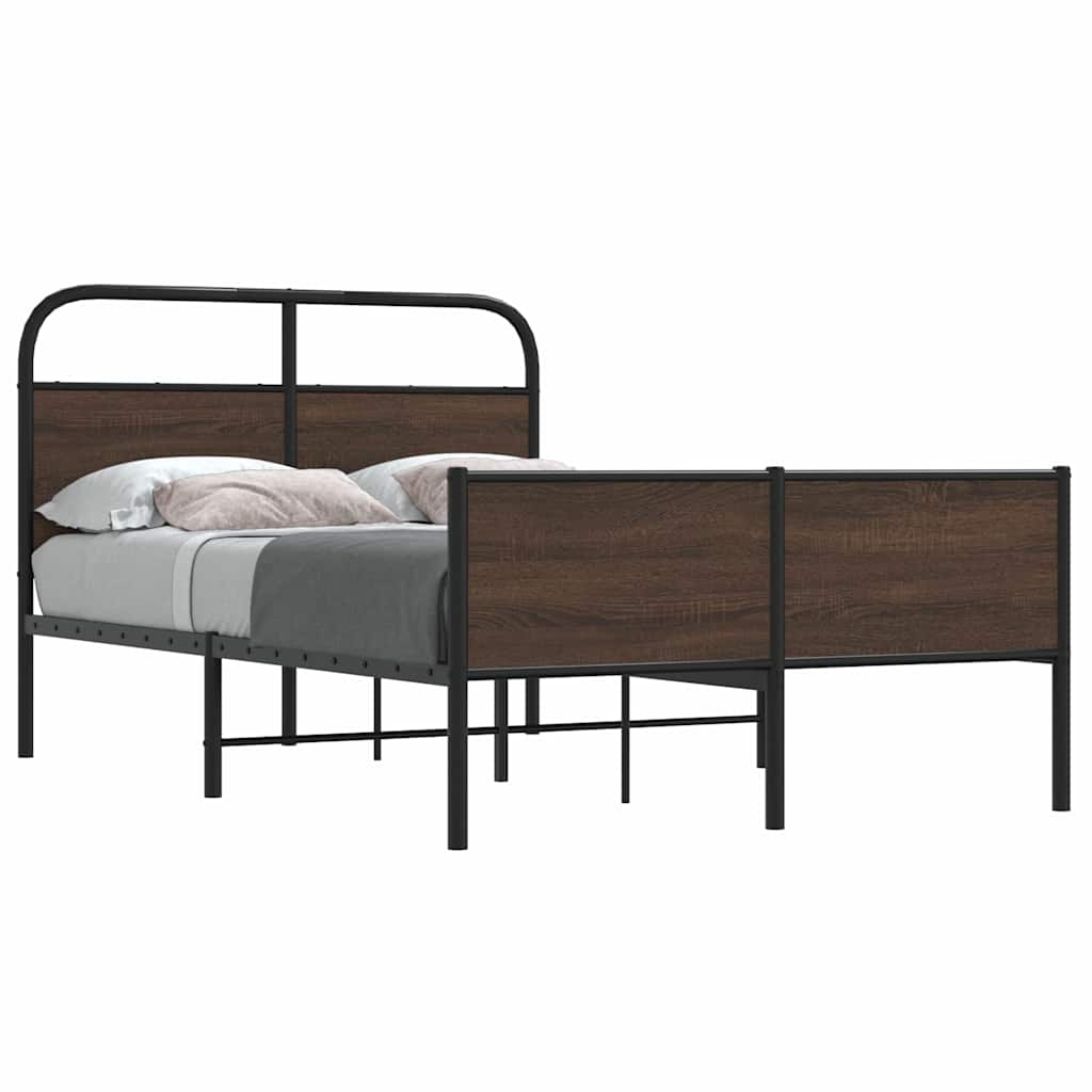 Brown Oak 120x190 cm Bed Frame | Engineered Wood, No Mattress