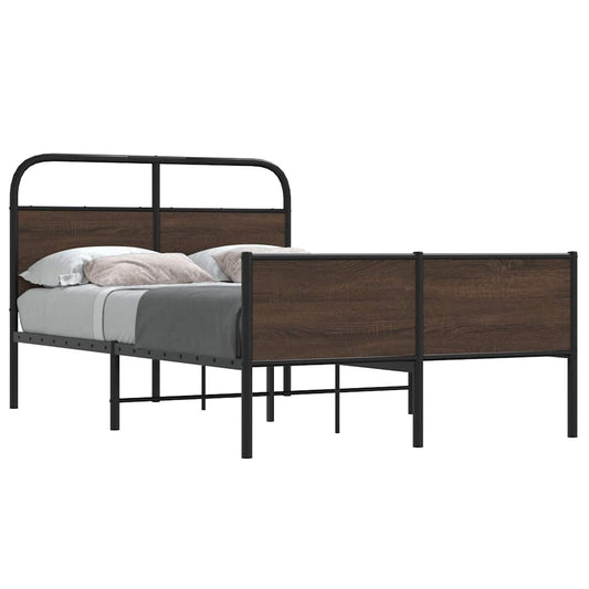 Brown Oak Engineered Wood Bed Frame 120x200 cm - No Mattress