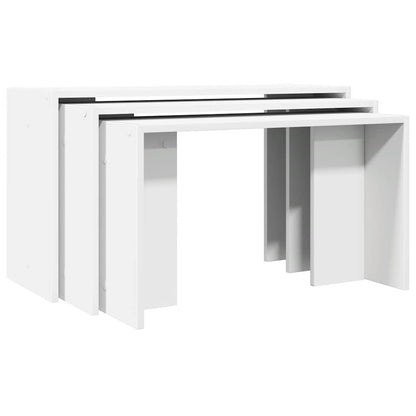 Elegant White Engineered Wood Nesting Tables Set of 3