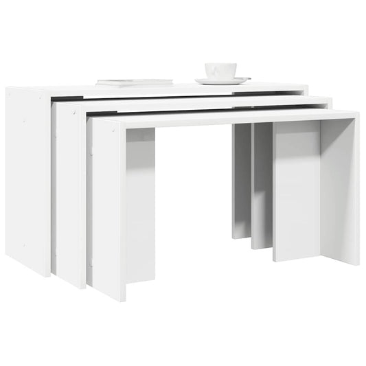 Elegant White Engineered Wood Nesting Tables Set of 3