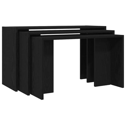 Modern Nesting Tables Set of 3 - Black Engineered Wood Design