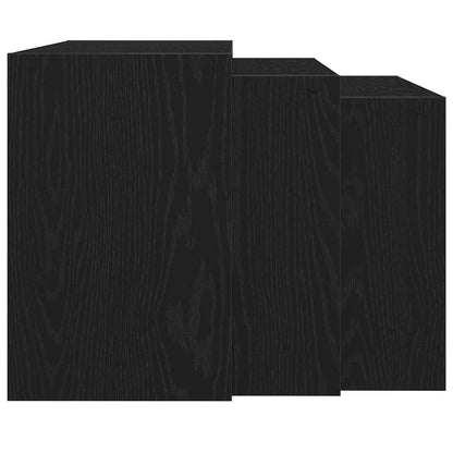 Modern Nesting Tables Set of 3 - Black Engineered Wood Design