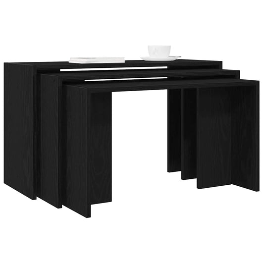 Modern Nesting Tables Set of 3 - Black Engineered Wood Design