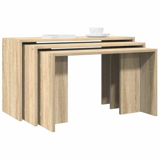 Sonoma Oak Nesting Tables Set of 3 - Engineered Wood