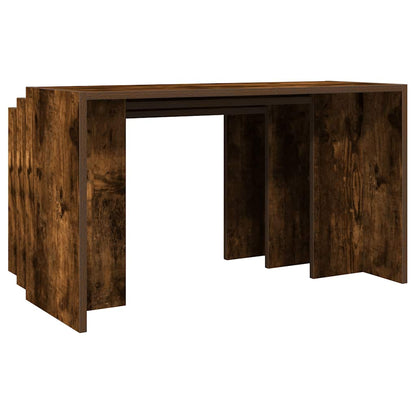 Smoked Oak Nesting Tables Set of 3 - Engineered Wood Elegance