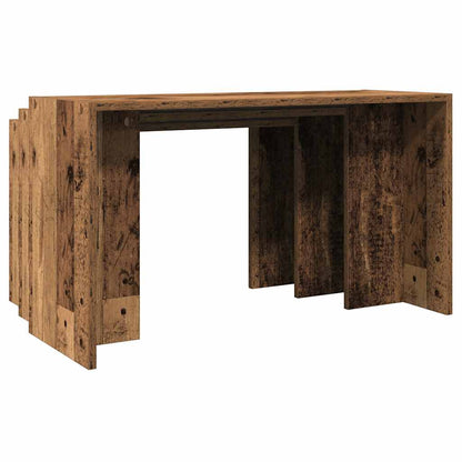 Rustic Charm: 3-Piece Old Wood Nesting Tables Set