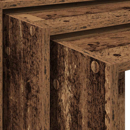 Rustic Charm: 3-Piece Old Wood Nesting Tables Set