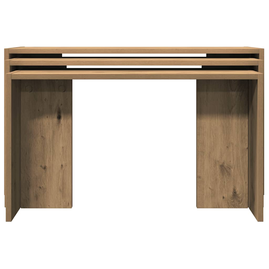 3-Piece Nesting Tables, Artisan Oak, Engineered Wood Design