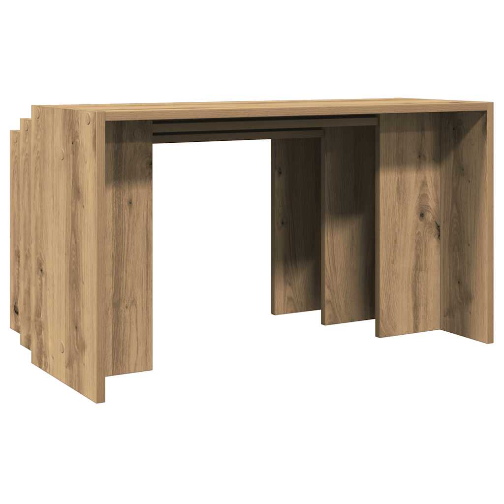 3-Piece Nesting Tables, Artisan Oak, Engineered Wood Design