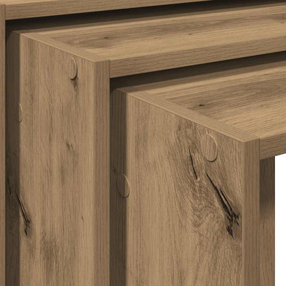 3-Piece Nesting Tables, Artisan Oak, Engineered Wood Design