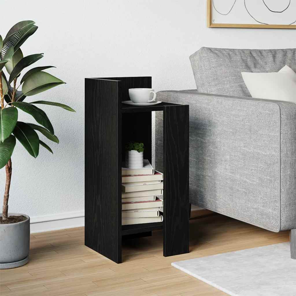 Black Wooden Side Table with Shelf - 25.5x27x60 cm Stylish Design