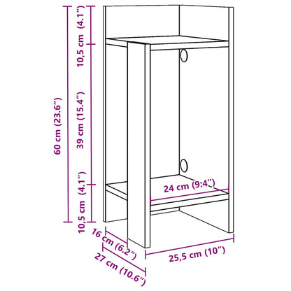 Concrete Grey Side Tables with Shelf - 2 Pcs, 25.5x27x60 cm