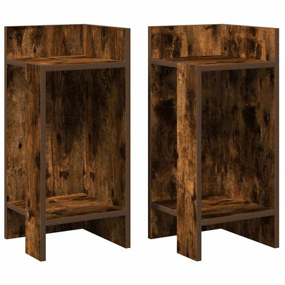 Smoked Oak Side Tables 2pcs with Shelf - 25.5x27x60 cm