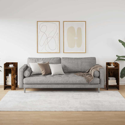 Smoked Oak Side Tables 2pcs with Shelf - 25.5x27x60 cm
