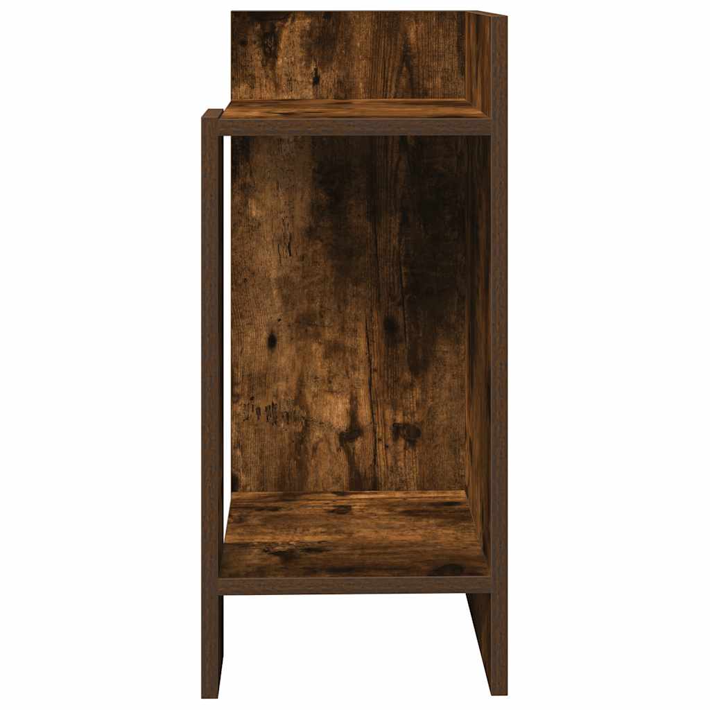 Smoked Oak Side Tables 2pcs with Shelf - 25.5x27x60 cm