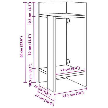 Smoked Oak Side Tables 2pcs with Shelf - 25.5x27x60 cm