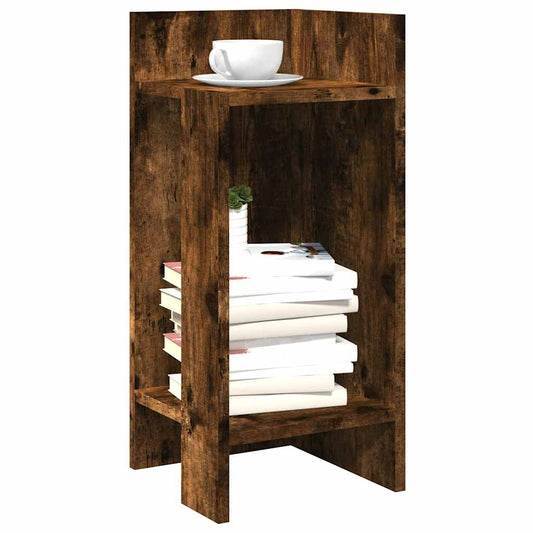 Smoked Oak Side Tables 2pcs with Shelf - 25.5x27x60 cm