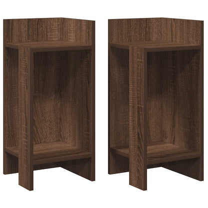 Brown Oak Side Tables Set of 2 with Shelf - 25.5x27x60 cm