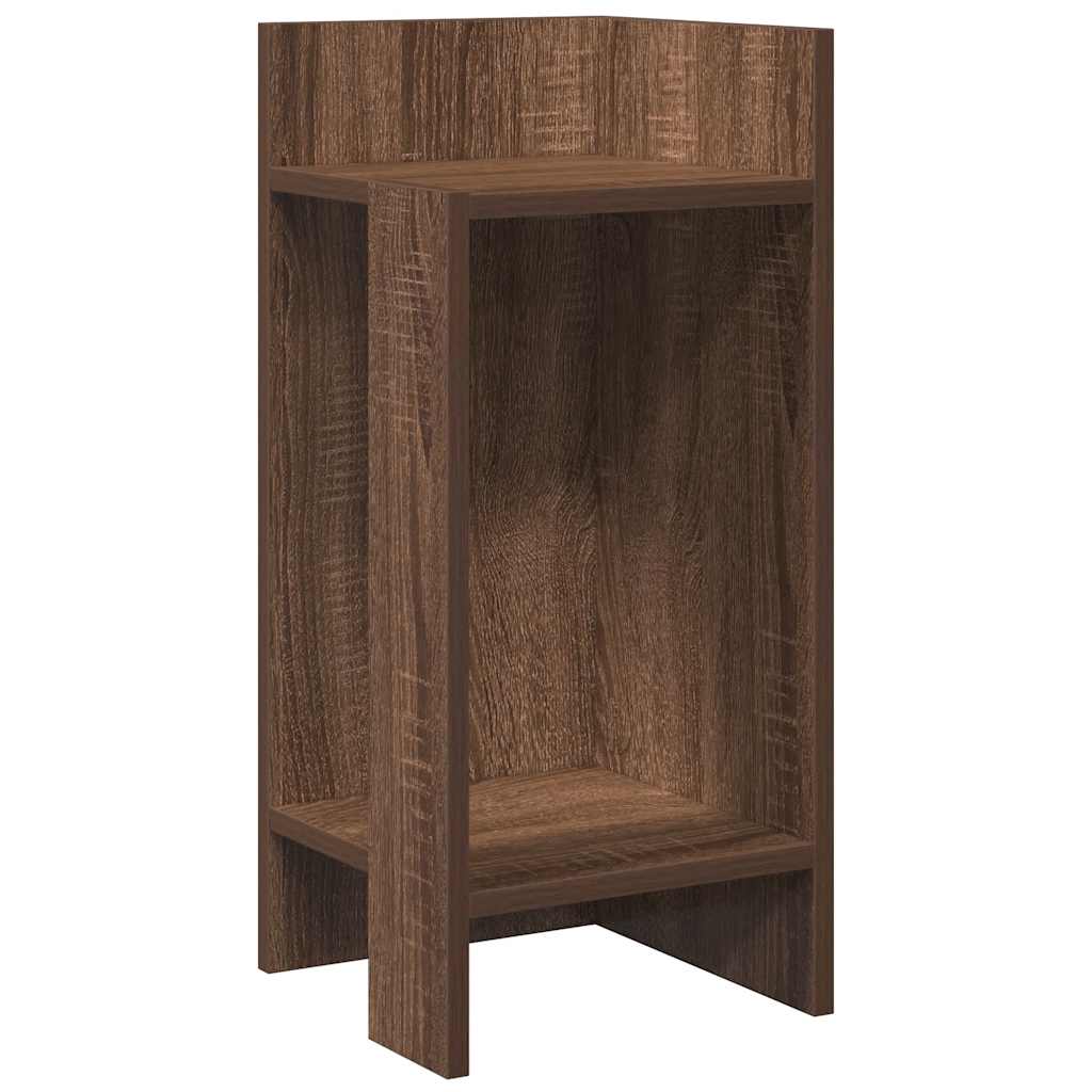 Brown Oak Side Tables Set of 2 with Shelf - 25.5x27x60 cm