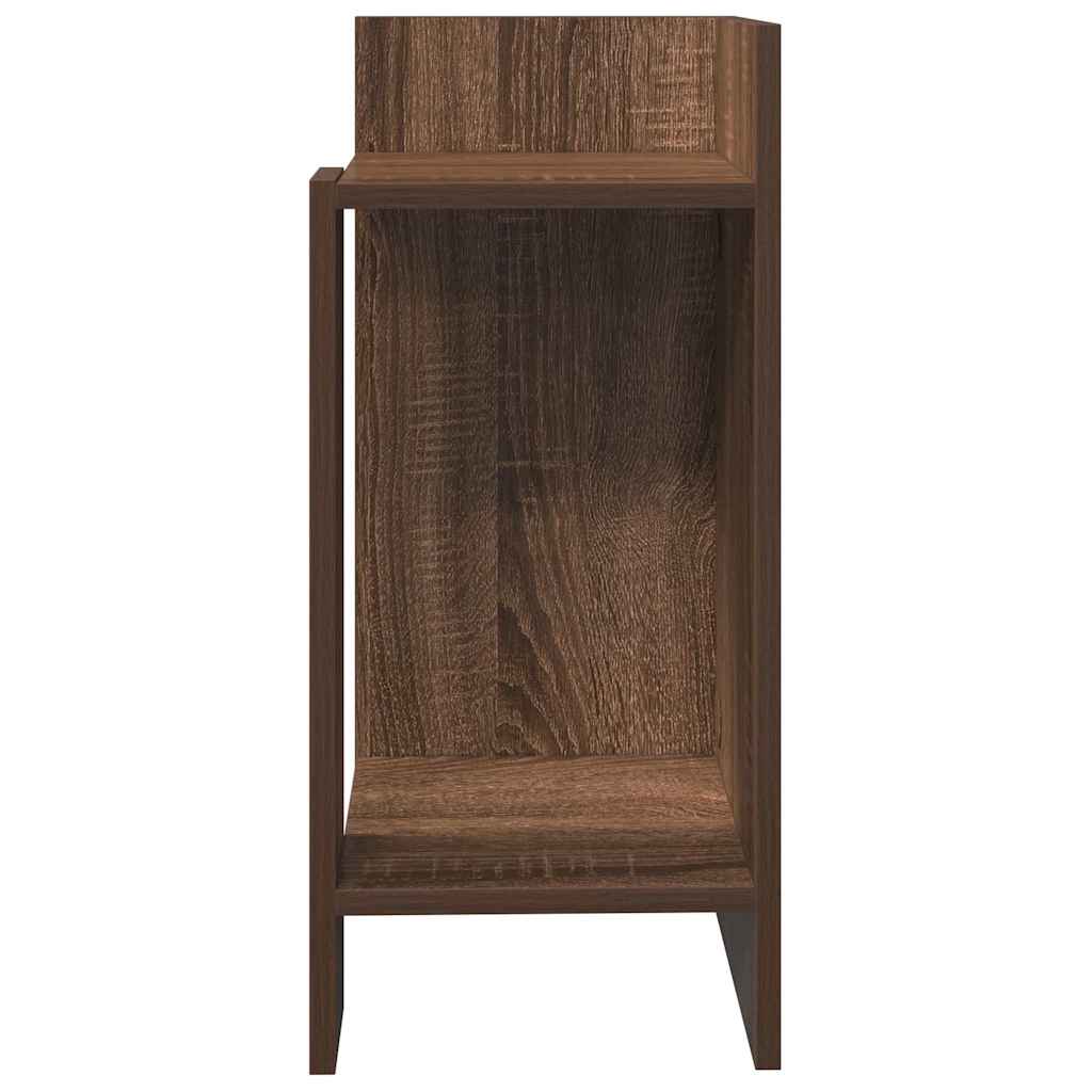 Brown Oak Side Tables Set of 2 with Shelf - 25.5x27x60 cm