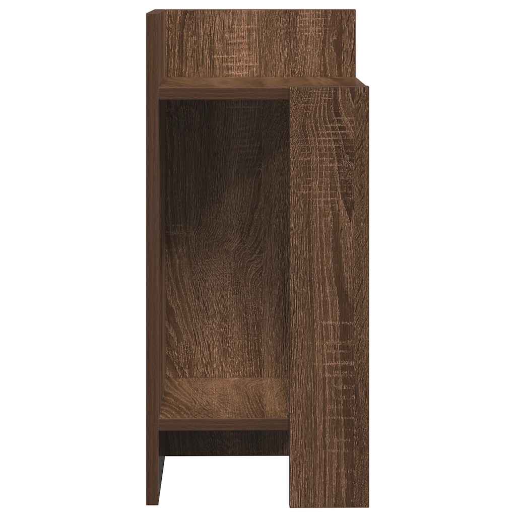 Brown Oak Side Tables Set of 2 with Shelf - 25.5x27x60 cm