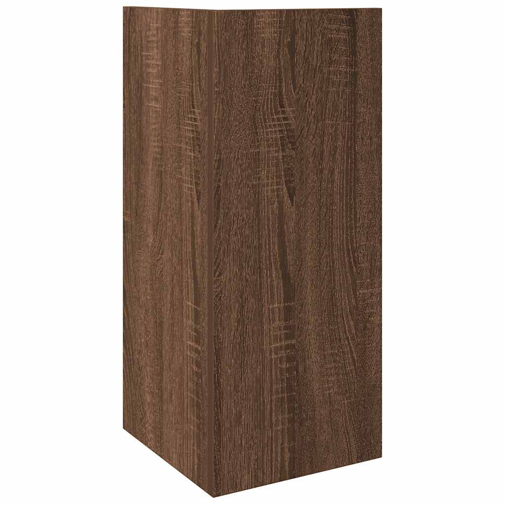 Brown Oak Side Tables Set of 2 with Shelf - 25.5x27x60 cm