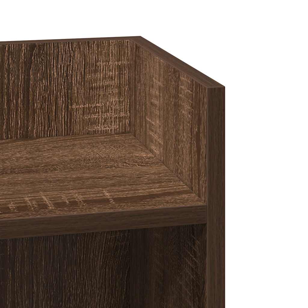 Brown Oak Side Tables Set of 2 with Shelf - 25.5x27x60 cm