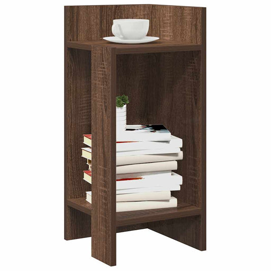 Brown Oak Side Tables Set of 2 with Shelf - 25.5x27x60 cm