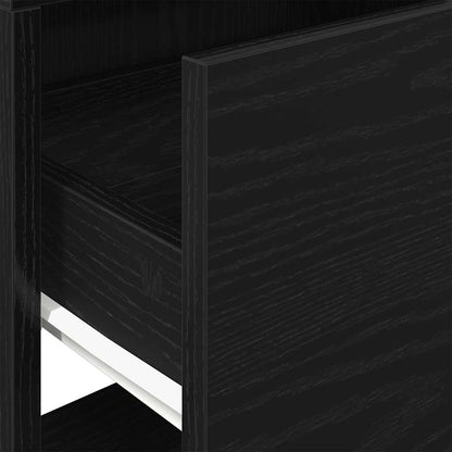 Bedside Cabinet with Drawer Black Oak 51x31x47 cm