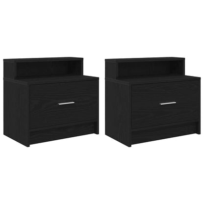 Bedside Cabinets with Drawer 2 pcs Black Oak 51x31x47 cm
