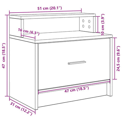 Bedside Cabinet with Drawer Concrete Grey 51x31x47 cm