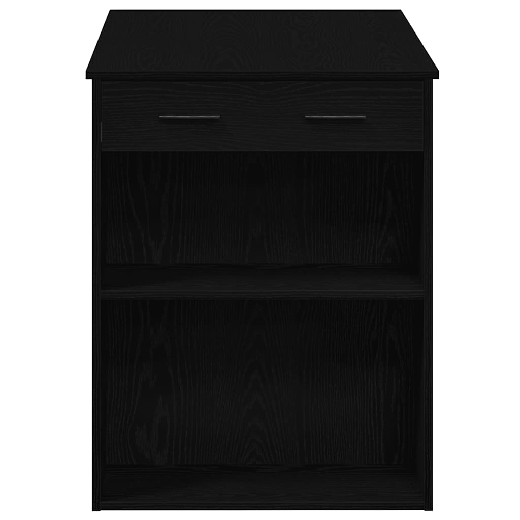 Black Oak Desk with Drawer & Shelf - 102x62x77.5 cm, Engineered Wood