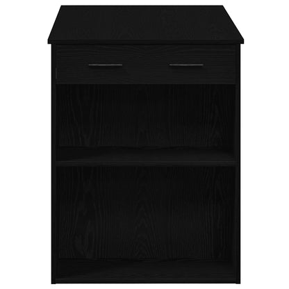Black Oak Desk with Drawer & Shelf - 102x62x77.5 cm, Engineered Wood