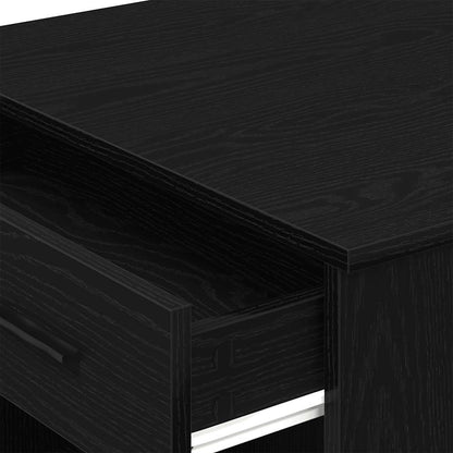 Black Oak Desk with Drawer & Shelf - 102x62x77.5 cm, Engineered Wood