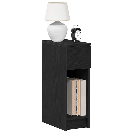 Bedside Cabinets with Drawer 2 pcs Black Oak 20x36x60 cm