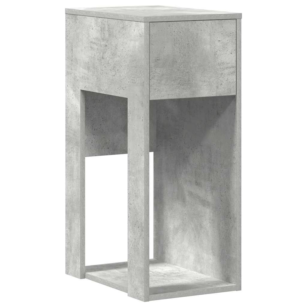 Concrete Grey Computer Tower Stand with Drawer - 30x44x74 cm