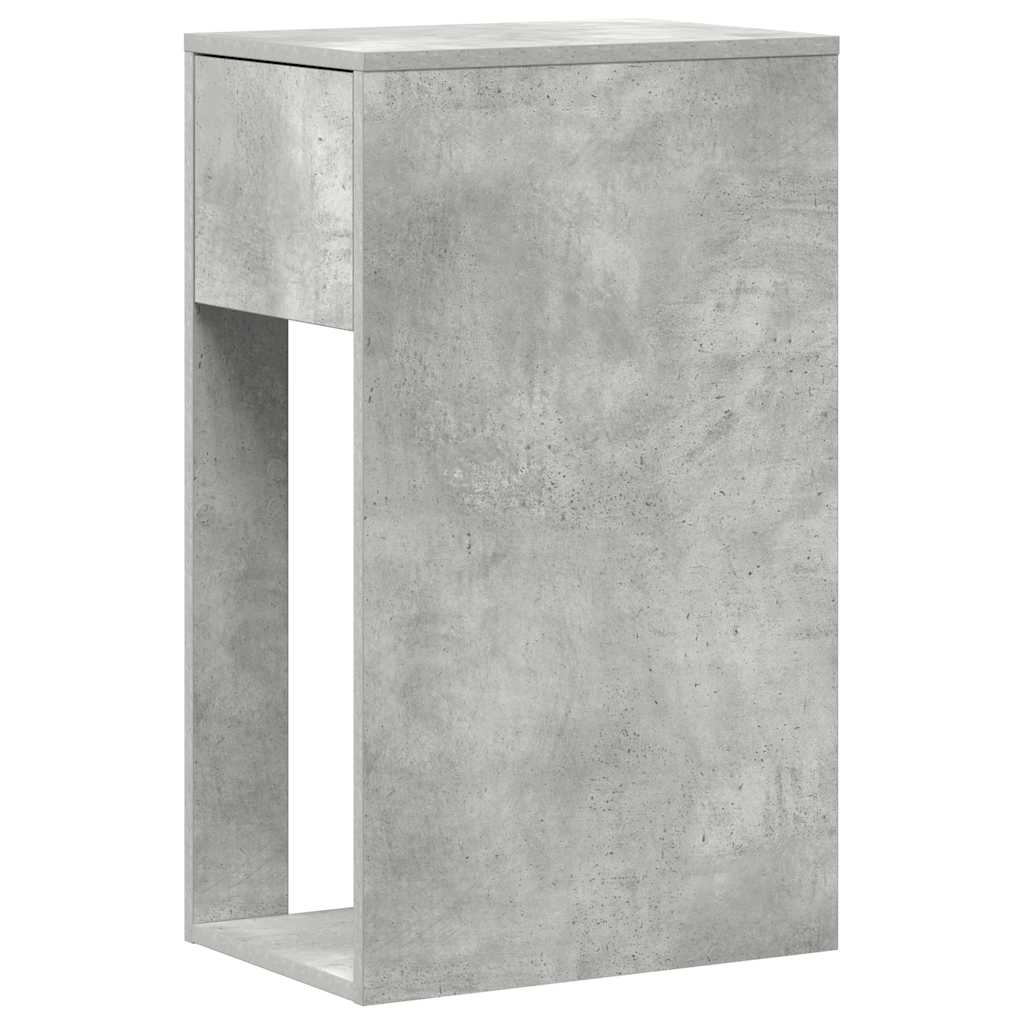 Concrete Grey Computer Tower Stand with Drawer - 30x44x74 cm
