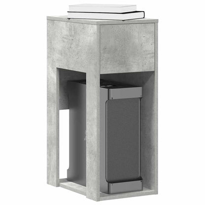 Concrete Grey Computer Tower Stand with Drawer - 30x44x74 cm