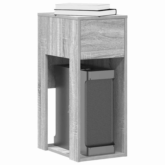 Grey Sonoma Computer Tower Stand with Drawer, 30x44x74 cm