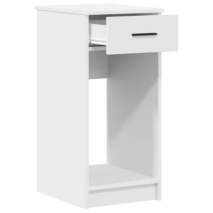 White Computer Tower Stand with Drawer, 35x45x77 cm - Sleek & Durable