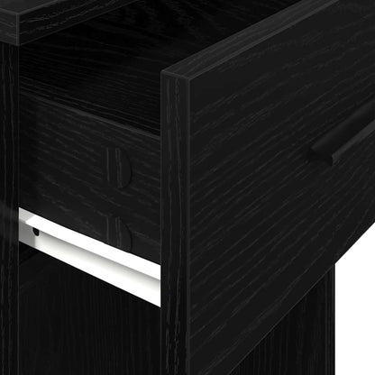 Black Computer Tower Stand with Drawer - 35x45x77 cm, Sleek Design