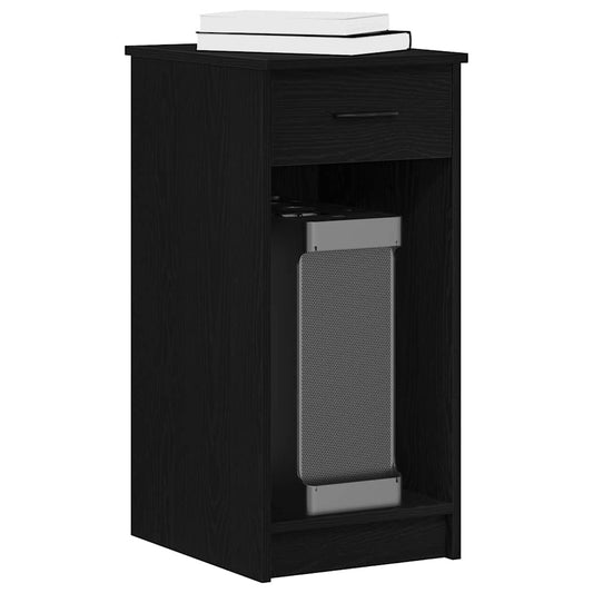 Black Computer Tower Stand with Drawer - 35x45x77 cm, Sleek Design