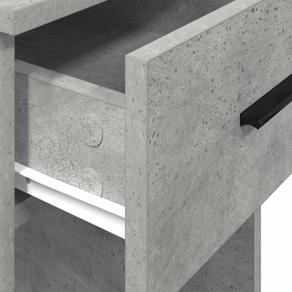 Concrete Grey Computer Tower Stand with Drawer, 35x45x77 cm