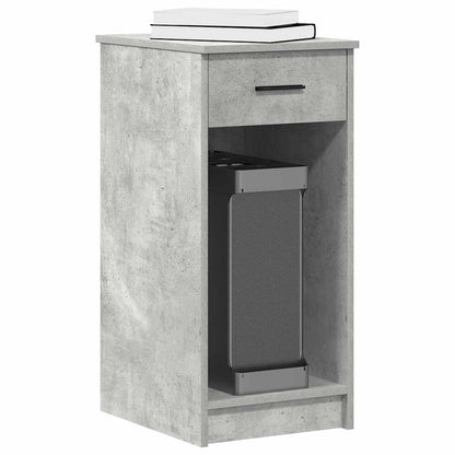 Concrete Grey Computer Tower Stand with Drawer, 35x45x77 cm