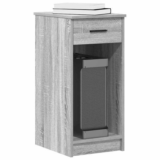 Grey Sonoma Computer Tower Stand with Drawer - 35x45x77 cm
